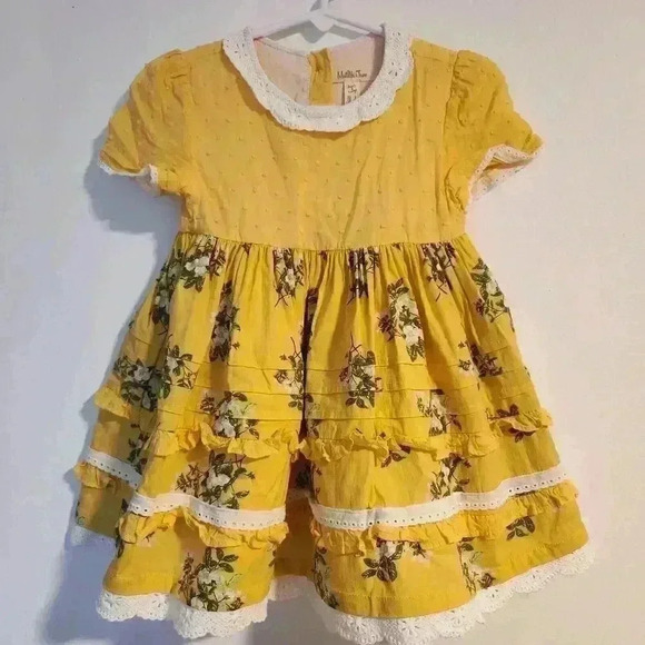 Matilda Jane Yellow Floral Eyelet Stay Golden Dress 2years GIRLS - Picture 2 of 5